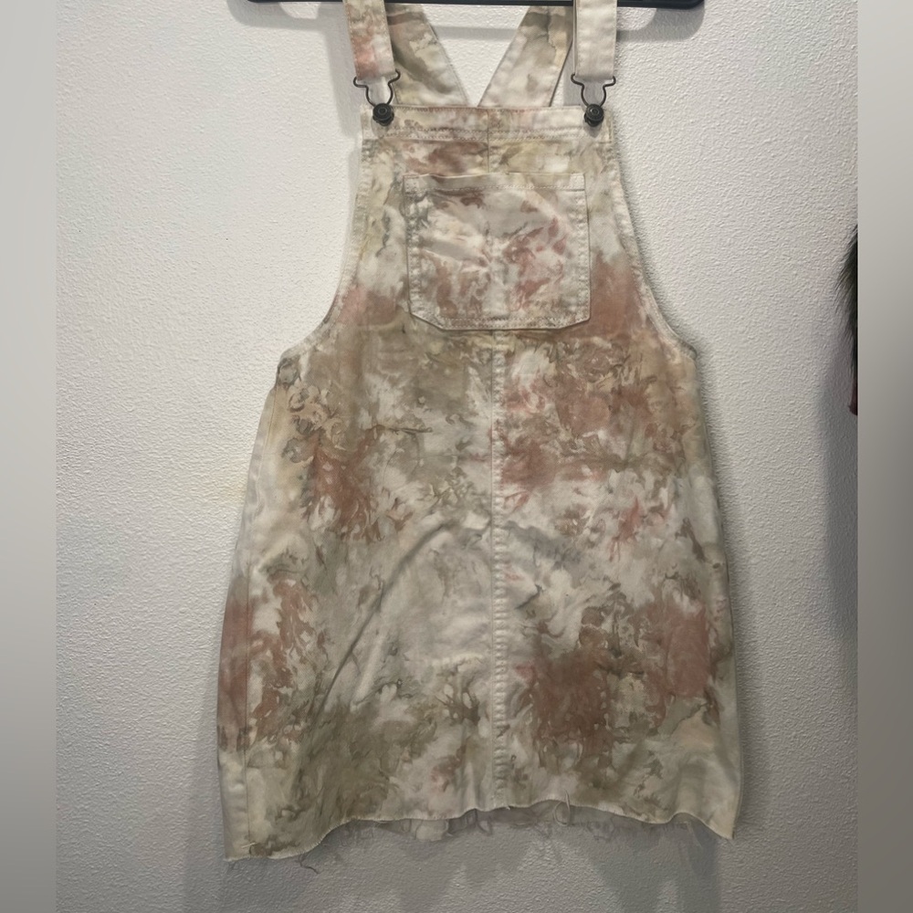 Size small wild fable mini skirt overalls tan and pink tie-dye.